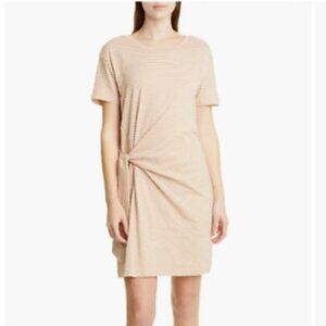 NWT Vince Tan/Cream Classic Stripe Side Tie Dress, sz XL